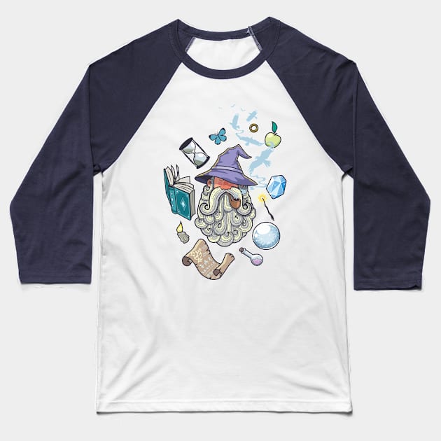 Wizard Portrait Baseball T-Shirt by Malchev